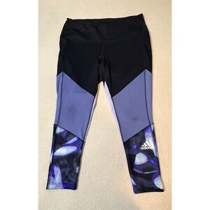 Womens ADIDAS Prime Green Graphic Metallic Swirls Athletic Tights 3X